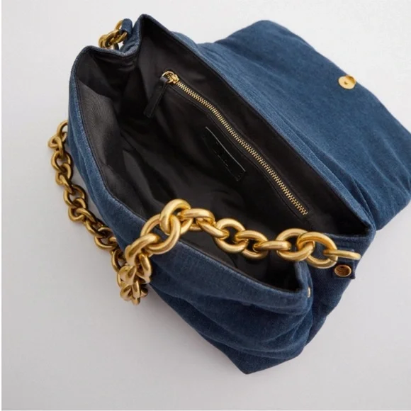 Zara Viral Puffy Denim Chain Bag - Picture 12 of 16